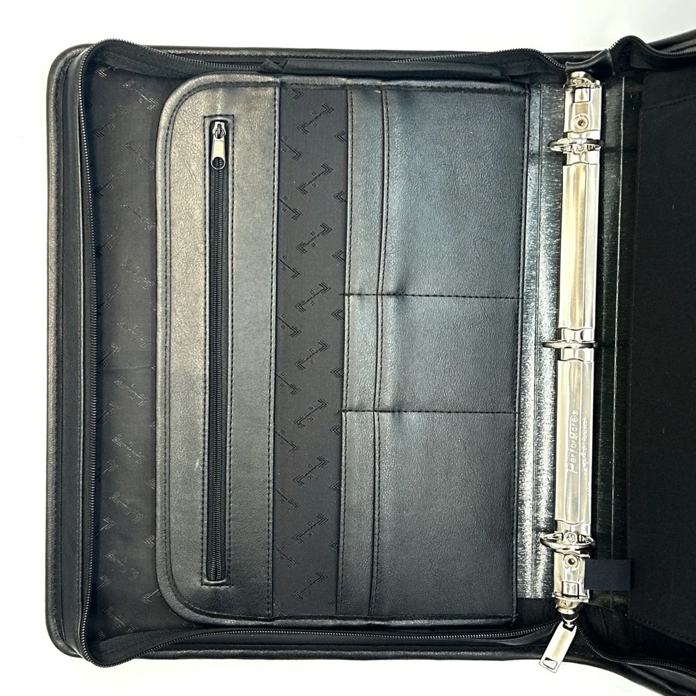 Samsill‎ Black Faux Leather 3-Ring Zippered Portfolio Binder Planner Organizer L